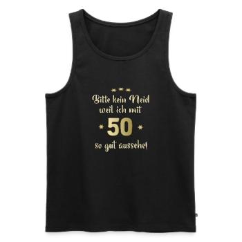 Bitte nur kein Neid 50 - Männer Premium Bio Tank Top - Schwarz - Vorne - Michal (187cm)