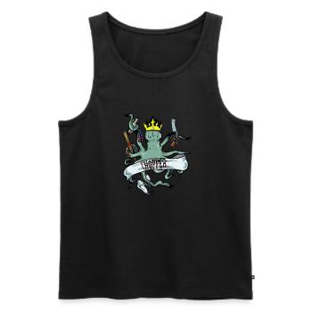 Octopus octopus with crown and chopper - Men's Premium Organic Tank Top - black - Front - AI Model Male 178 light (178cm)