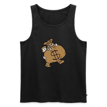 ours lourd dollar symbole signe argent riche gel - Débardeur bio Premium Homme - noir - Devant - AI Model Male 178 light (178cm)