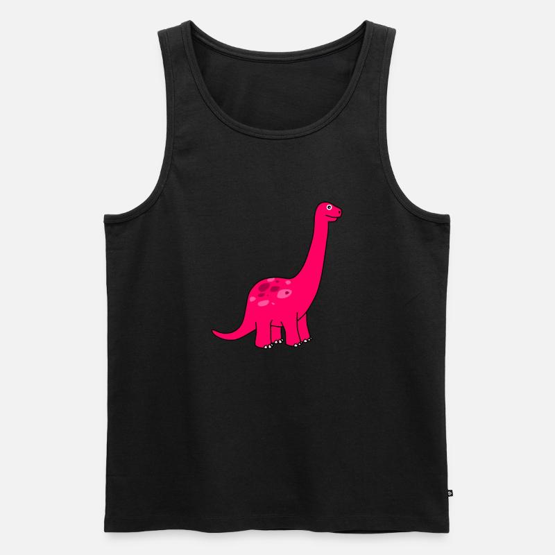 Niedlicher pinker Dino - Männer Premium Bio Tank Top - Schwarz