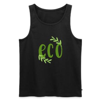 Éco éco bio branches environnement nature climat protection feuille - Débardeur bio Premium Homme - noir - Devant - Michal (187cm)