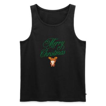 MERRY CHRISTMAS VERT - Débardeur bio Premium Homme - noir - Devant - AI Model Male 178 light (178cm)