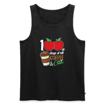 100 Days of Coffee & Chaos School Teacher - Men's Premium Organic Tank Top - black - Front - Michal (187cm)