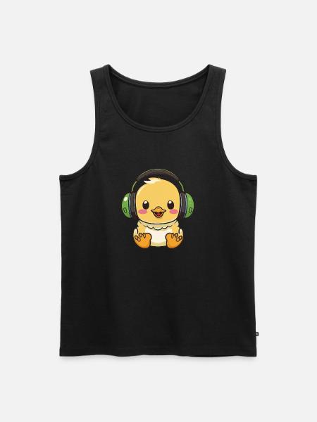 Kawaii Süße glückliche bunte Ente mit Kopfhörern - Männer Premium Bio Tank Top - Schwarz