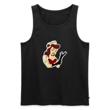 Pinup nurse with black gloves - Men's Premium Organic Tank Top - black - Front - Michal (187cm)