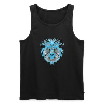 Löwe Kunst Design Porträt Illustration Petrol blau - Männer Premium Bio Tank Top - Schwarz - Vorne - AI Model Male 178 light (178cm)