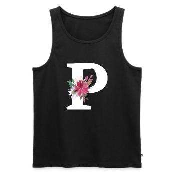 Buchstabe p blumig - Männer Premium Bio Tank Top - Schwarz - Vorne - AI Model Male 178 light (178cm)