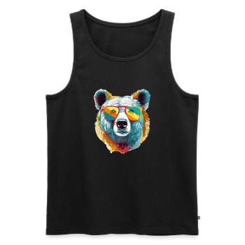 Icko the cool bear - Men's Premium Organic Tank Top - black - Front - AI Model Male 178 light (178cm)