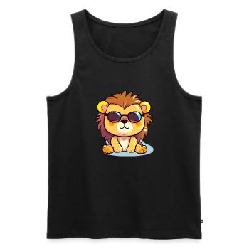 Corky le lion - Débardeur bio Premium Homme - noir - Devant - Michal (187cm)