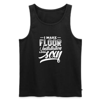 I make floor installation look sexy - Männer Premium Bio Tank Top - Schwarz - Vorne - AI Model Male 178 light (178cm)