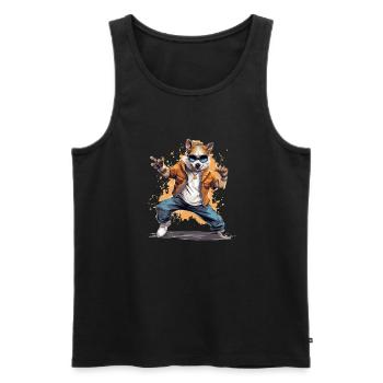 Cool dancing dog ideal for kids - Men's Premium Organic Tank Top - black - Front - AI Model Male 178 light (178cm)