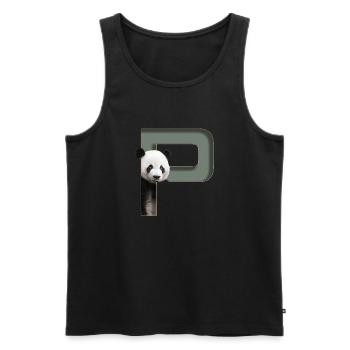 Alphabet, letter P, Panda - Men's Premium Organic Tank Top - black - Front - AI Model Male 178 light (178cm)