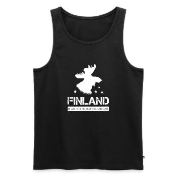 Finlande - Débardeur bio Premium Homme - noir - Devant - AI Model Male 178 light (178cm)