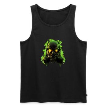 Gas Mask Green - Men's Premium Organic Tank Top - black - Front - Michal (187cm)