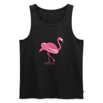 FLAMINGO and SWIMMING CIRCLE T Shirt - Men's Premium Organic Tank Top - black - Front - AI Model Male 178 light (178cm)