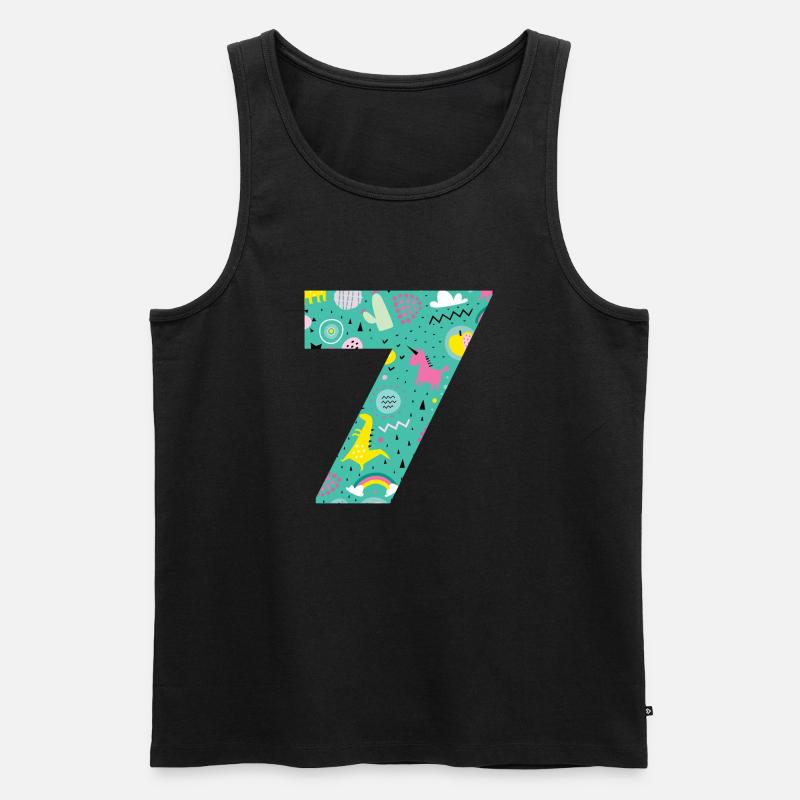 Personalisierte Geburtstagsnummer 7 - Männer Premium Bio Tank Top - Schwarz