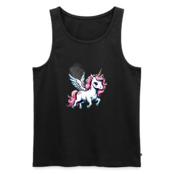 Licorne Einhorn Kawaii - Männer Premium Bio Tank Top - Schwarz - Vorne - AI Model Male 178 light (178cm)
