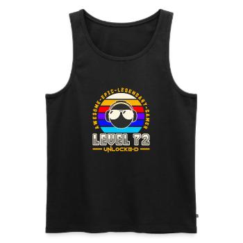 Level 72 - Men's Premium Organic Tank Top - black - Front - AI Model Male 178 light (178cm)