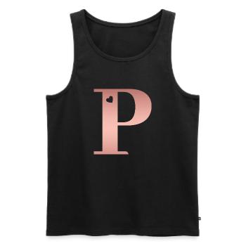 Buchstabe P roségold - Männer Premium Bio Tank Top - Schwarz - Vorne - AI Model Male 178 light (178cm)