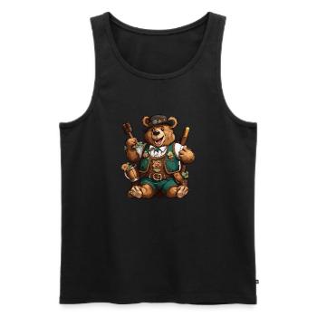Lederhosen / Animal / Traditional costume / Tradition / Bear - Men's Premium Organic Tank Top - black - Front - AI Model Male 178 light (178cm)