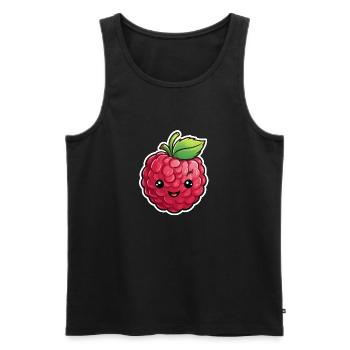 Himbeere - Männer Premium Bio Tank Top - Schwarz - Vorne - AI Model Male 178 light (178cm)