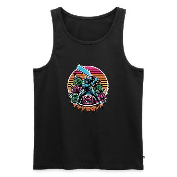 Shave Samurai - Iyademo Kireru - Männer Premium Bio Tank Top - Schwarz - Vorne - Michal (187cm)
