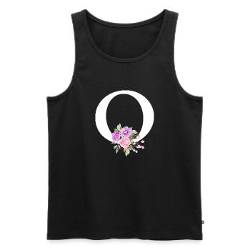 Lila Blumenbuchstabe O - Männer Premium Bio Tank Top - Schwarz - Vorne - AI Model Male 178 light (178cm)