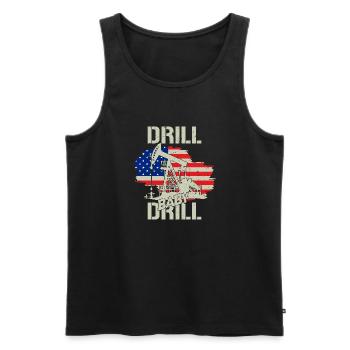 Drill Baby Drill USA - Männer Premium Bio Tank Top - Schwarz - Vorne - AI Model Male 178 light (178cm)