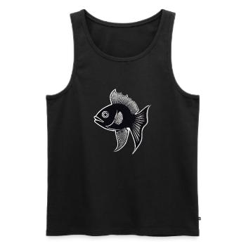 schwarz/weiße Fisch-Silhouette - Männer Premium Bio Tank Top - Schwarz - Vorne - Michal (187cm)