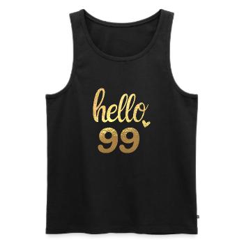Hello 99 gold - Men's Premium Organic Tank Top - black - Front - AI Model Male 178 light (178cm)