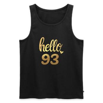 Hello 93 gold - Men's Premium Organic Tank Top - black - Front - AI Model Male 178 light (178cm)
