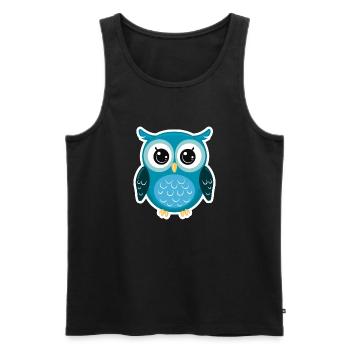 Niedliche Eule Kawaii Maskottchen - Männer Premium Bio Tank Top - Schwarz - Vorne - Michal (187cm)