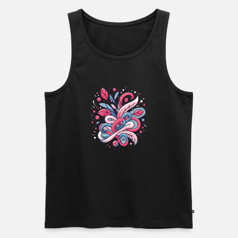 Abstraktes Blumenmuster - Männer Premium Bio Tank Top - Schwarz