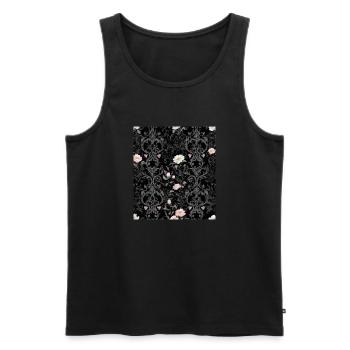 Floral pattern on black background - Men's Premium Organic Tank Top - black - Front - AI Model Male 178 light (178cm)