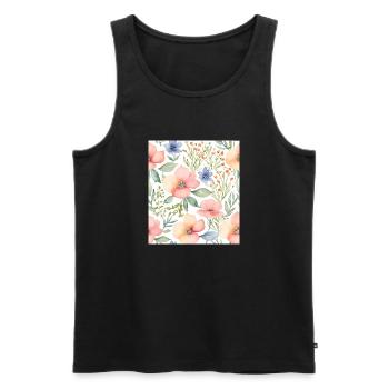 Fleurs aquarelle - Débardeur bio Premium Homme - noir - Devant - Michal (187cm)