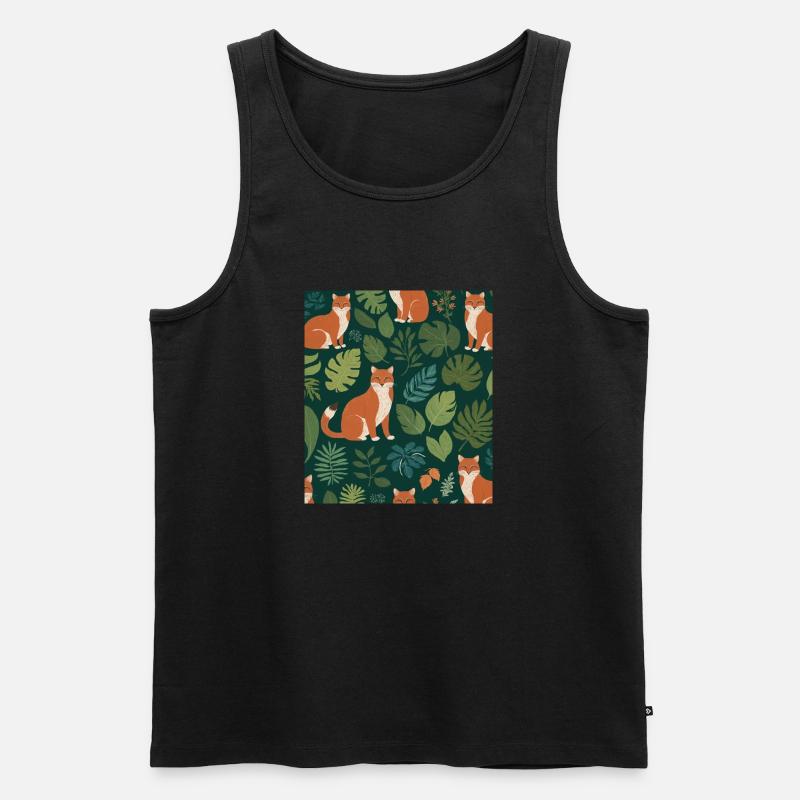 Ein Fuchs zwischen den Blättern - Männer Premium Bio Tank Top - Schwarz