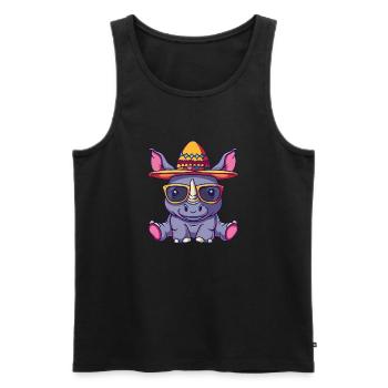 Rhino Funny Sombrero - Men's Premium Organic Tank Top - black - Front - Michal (187cm)