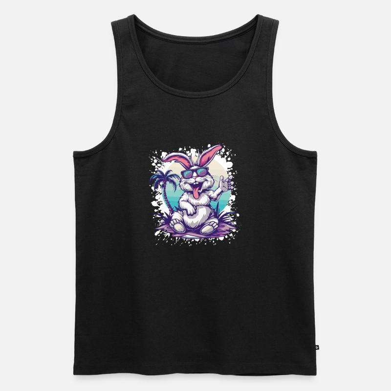 Rabbit Island Palm Tree - Men's Premium Organic Tank Top - black