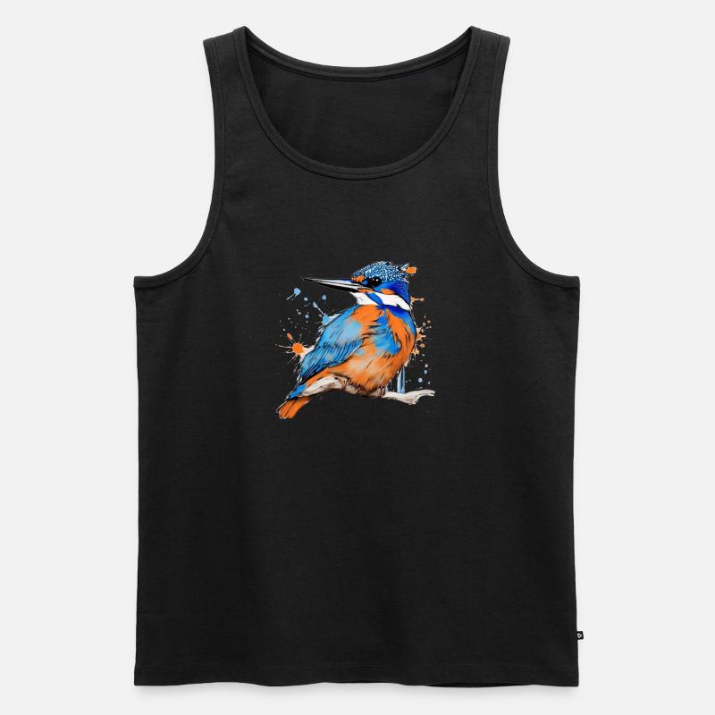 Eisvogel,Zeichnung,bunt,vogel,Graffiti,sketch - Männer Premium Bio Tank Top - Schwarz