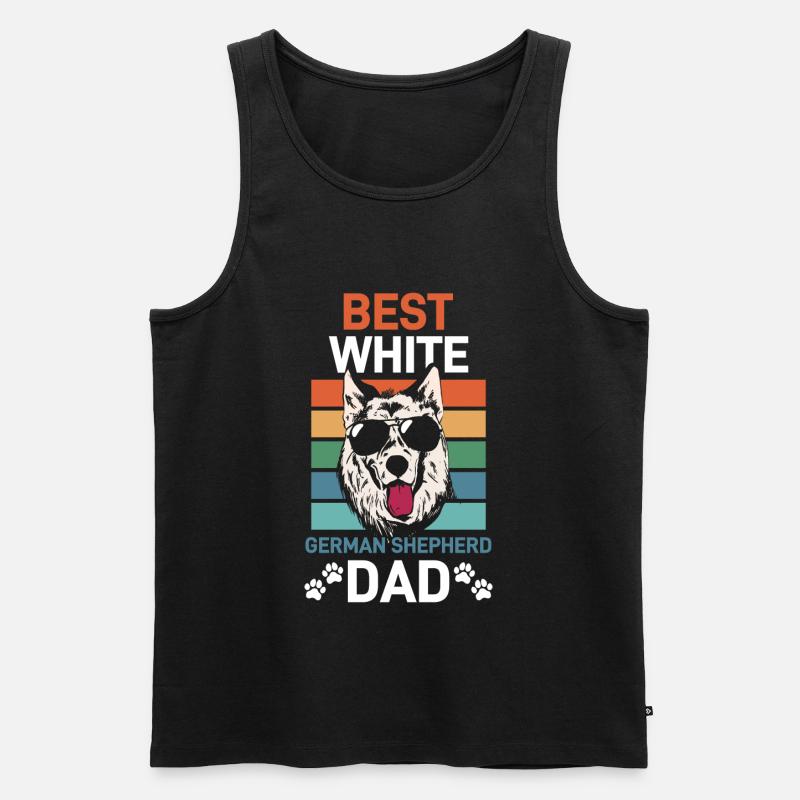 White German Shepherd Papa GSD - Men's Premium Organic Tank Top - black