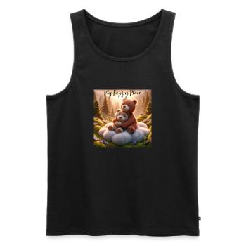 My Happy Place - Männer Premium Bio Tank Top - Schwarz - Vorne - AI Model Male 178 light (178cm)
