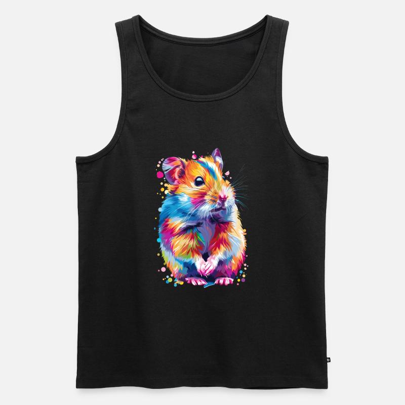 Niedlicher Hamster Regenbogenfarben - Männer Premium Bio Tank Top - Schwarz