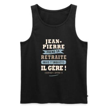 Jean-Pierre humour retraite cadeau retraité - Débardeur bio Premium Homme - noir - Devant - Michal (187cm)