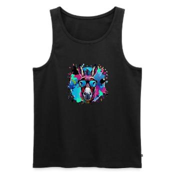 Esel,graffiti ,malerei , bunt,Nerd - Männer Premium Bio Tank Top - Schwarz - Vorne - Michal (187cm)