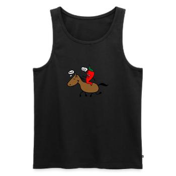 Pferd und Chilli - Männer Premium Bio Tank Top - Schwarz - Vorne - AI Model Male 178 light (178cm)