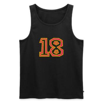 18 - Men's Premium Organic Tank Top - black - Front - AI Model Male 178 light (178cm)