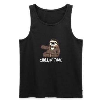 Faultier Sloth Kaffee Chillen Fun Koffein Geschenk - Männer Premium Bio Tank Top - Schwarz - Vorne - AI Model Male 178 light (178cm)