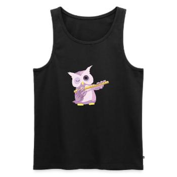 hibou hibou doux FLOTTE musique Déclaration Fun cadeau - Débardeur bio Premium Homme - noir - Devant - AI Model Male 178 light (178cm)