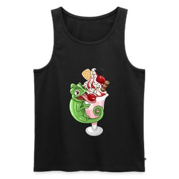 Sundae avec caméléon - Débardeur bio Premium Homme - noir - Devant - AI Model Male 178 light (178cm)