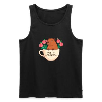 capybara, sitzt in einer tasse, kaffee,alpha,rosen - Männer Premium Bio Tank Top - Schwarz - Vorne - Michal (187cm)